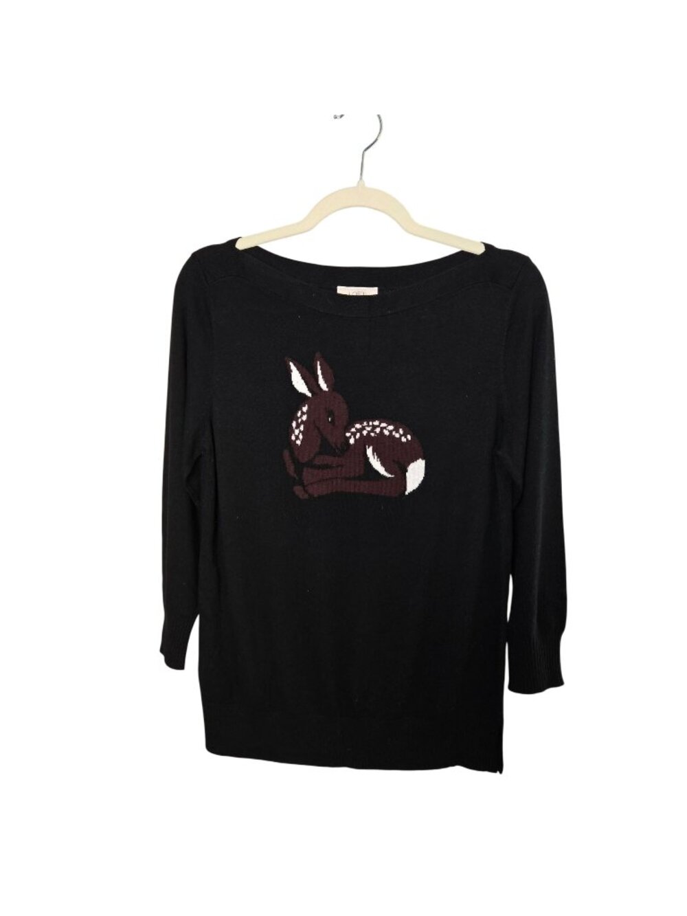 NWOT Loft Outlet Fawn Print Boat Neck Sweater Size Small